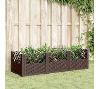 vidaXL Jardinera con clavijas PP marrón 123,5x43,5x43,5 cm