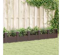 vidaXL Jardinera con clavijas PP marrón 363,5x43,5x43,5 cm