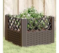vidaXL Jardinera con clavijas PP marrón 43,5x43,5x43,5 cm