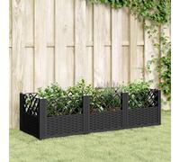 vidaXL Jardinera con clavijas PP negro 123,5x43,5x43,5 cm