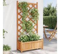 vidaXL Jardinera con enrejado de madera maciza de abeto marrón