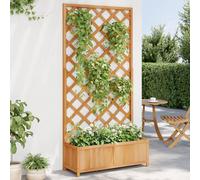 vidaXL Jardinera con enrejado de madera maciza de abeto marrón