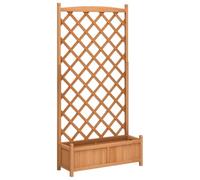 vidaXL Jardinera con Enrejado de Madera Maciza de Abeto marrón