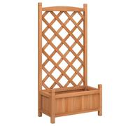 vidaXL Jardinera con enrejado – Macetero para plantas trepadoras, madera maciza de abeto marrón