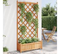 vidaXL Jardinera con enrejado de madera maciza de abeto marrón