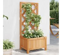 vidaXL Jardinera con enrejado de madera maciza de abeto marrón