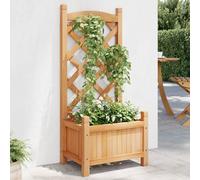 vidaXL Jardinera con enrejado de madera maciza de abeto marrón