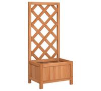 vidaXL Jardinera con enrejado – Macetero para plantas trepadoras, madera maciza de abeto marrón