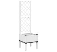 vidaXL Jardinera con Enrejado, Maceta para Plantas Flores Verduras, Macetero de Hierbas, Arriate para Jardín Patio Terraza Balcón, PP Blanco