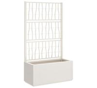 vidaXL Jardinera con enrejado 80x36x140 cm PP blanca – Macetero para jardín y balcón
