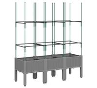 vidaXL Jardinera con Enrejado, Maceta para Verduras Plantas Flores, Macetero de Hierbas, Arriate para Jardín Patio Balcón Terraza, PP Gris Claro