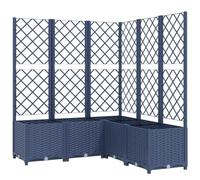 vidaXL Jardinera con Enrejado, Macetero de Plantas Flores, Maceta de Hierbas, Arriate para Jardín Patio Balcón Terraza, PP Azul Gris 120x120x136 cm