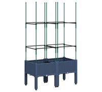 vidaXL Jardinera con Enrejado, Macetero de Plantas Flores, Maceta de Hierbas, Arriate para Jardín Patio Balcón Terraza, PP Azul Gris 80x40x142,5 cm