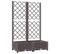 vidaXL Jardinera con Enrejado Macetero Soporte Caja Plantador Flores Plantas Jardín Patio Terraza Balcón Decoración PP Marrón 80x40x121,5 cm