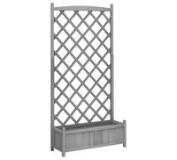 vidaXL Jardinera con Enrejado Madera Maciza de Abeto Gris