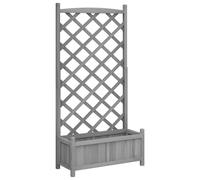 vidaXL Jardinera con Enrejado, Macetero para Plantas Trepadoras, Maceta para Flores, Arriate para Jardín Balcón, Madera Maciza de Abeto Gris