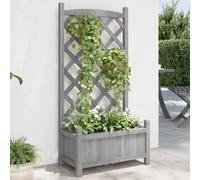 vidaXL Jardinera con enrejado madera maciza de abeto gris
