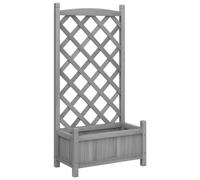vidaXL Jardinera con Enrejado Madera Maciza de Abeto Gris