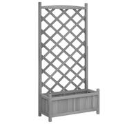 vidaXL Jardinera con enrejado – Macetero para plantas trepadoras, madera maciza de abeto, gris