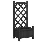 vidaXL Jardinera con enrejado – Macetero para plantas trepadoras y flores, abeto negro