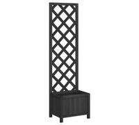 vidaXL Jardinera con enrejado – Macetero para plantas trepadoras, madera maciza de abeto – Negro