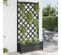 vidaXL Jardinera con enrejado madera maciza de abeto negro