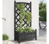 vidaXL Jardinera con enrejado madera maciza de abeto negro