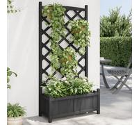 vidaXL Jardinera con enrejado madera maciza de abeto negro