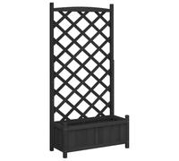 vidaXL Jardinera con enrejado – Macetero para plantas trepadoras de madera maciza de abeto, negro