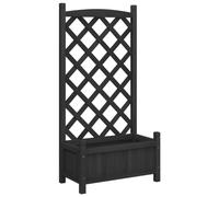 vidaXL Jardinera con Enrejado Madera Maciza de Abeto Negro