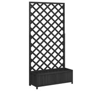 vidaXL Jardinera con enrejado – Macetero para plantas trepadoras, madera maciza de abeto negro