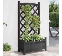 vidaXL Jardinera con enrejado negro 55x29,5x110 cm madera maciza de abeto