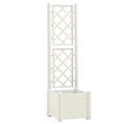 vidaXL Jardinera con Enrejado Pérgola Arriate Macetero Caja de Flores Bandeja Plantas Jardín Porche Decoración Patio Estable PP Blanco