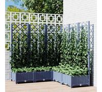 vidaXL Jardinera con enrejado PP azul gris 120x120x121,5 cm