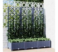 vidaXL Jardinera con enrejado PP azul gris 120x40x121,5 cm