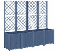 vidaXL Jardinera con enrejado PP azul gris 160x40x140 cm