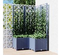 vidaXL Jardinera con Enrejado, Macetero de Plantas Flores, Maceta de Hierbas, Arriate para Jardín Patio Balcón Terraza, PP Azul Gris 80x80x136 cm