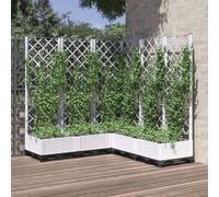 vidaXL Jardinera con Enrejado PP Blanco 120x120x121,5 cm, Jardinera, arriate Elevado, macetero, macetero con Enrejado, arriate, macetero de Exterior