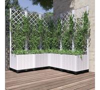 vidaXL Jardinera con enrejado PP blanco 120x120x136 cm