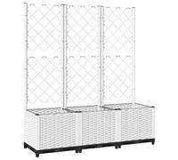 vidaXL Jardinera con Enrejado PP Blanco 120x40x136 cm