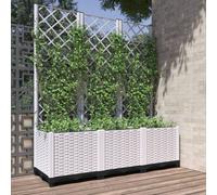 vidaXL Jardinera con enrejado PP 120x40x136 cm Blanco - Macetero exterior