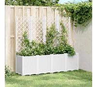 vidaXL Jardinera con enrejado PP blanco 160x40x140 cm
