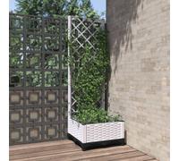 vidaXL Jardinera con enrejado PP blanco 40x40x121,5 cm