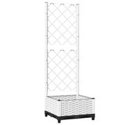vidaXL Jardinera con Enrejado PP Blanco 40x40x121,5 cm, Jardinera, arriate Elevado, macetero, macetero con Enrejado, arriate, macetero de Exterior