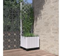 vidaXL Jardinera con enrejado PP blanco 40x40x136 cm