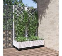 vidaXL Jardinera con enrejado PP 80x40x121,5 cm - Macetero Exterior Blanco
