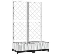 vidaXL Jardinera con Enrejado PP Blanco 80x40x121,5 cm, Jardinera, arriate Elevado, macetero, macetero con Enrejado, arriate, macetero de Exterior