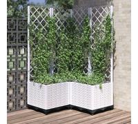 vidaXL Jardinera con enrejado PP blanco 80x80x136 cm