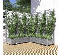vidaXL Jardinera con enrejado PP gris claro 120x120x121,5 cm