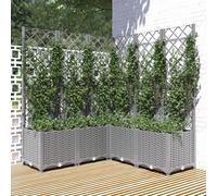 vidaXL Jardinera con enrejado PP gris claro 120x120x136 cm